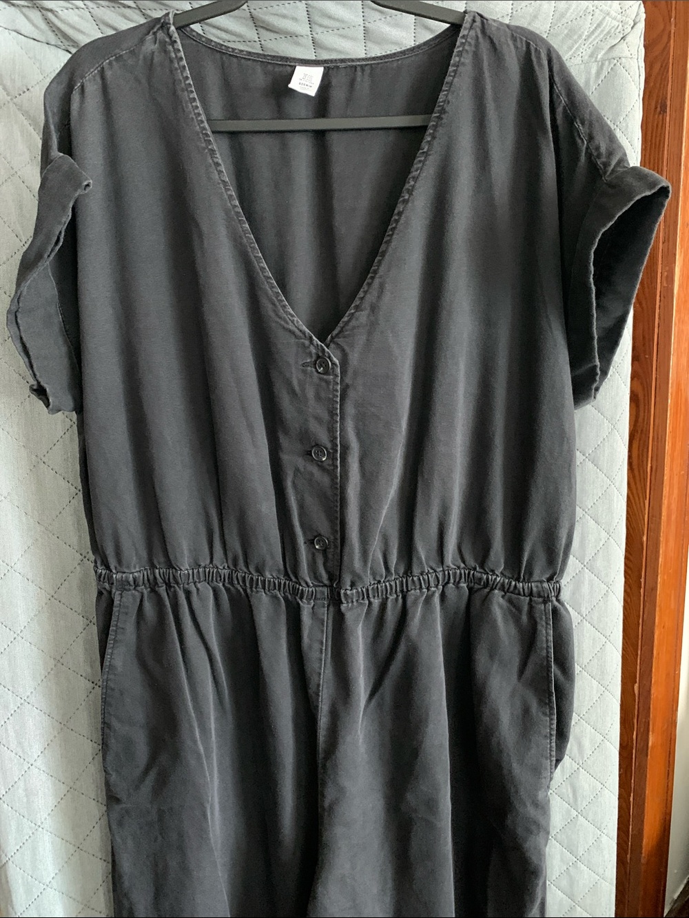 #517 H&M Black V-Neck Button Front jumpsuit